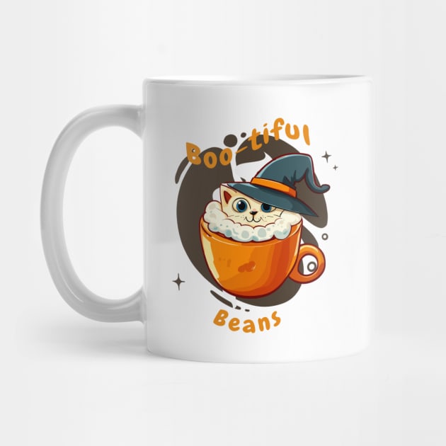 Boo-tiful Beans | Cat with Witch Hat in a Cup by GrinTees